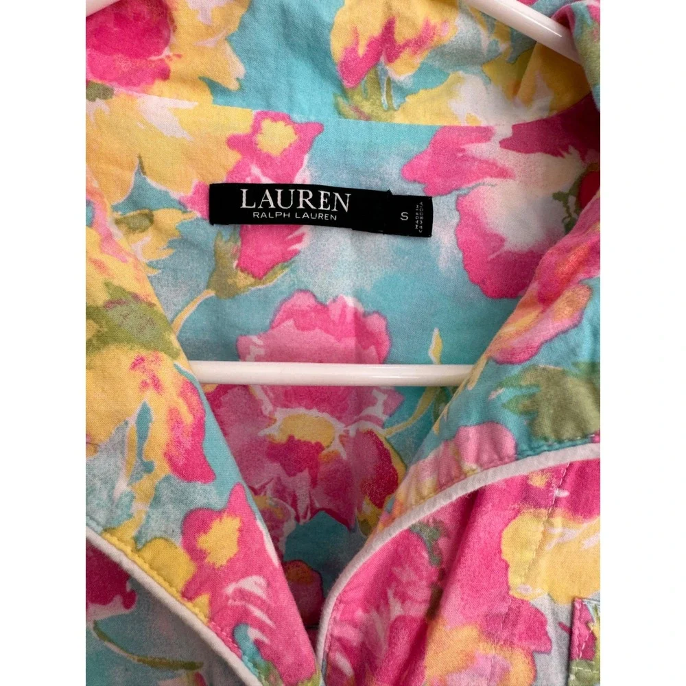 Lauren Ralph Lauren Floral Cotton Sleep Shirt Nightgown Pink‎ Blue Yellow Small